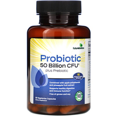 FutureBiotics Probiotic Plus Prebiotic, 50 Billion CFU, 60 Vegetarian Capsules