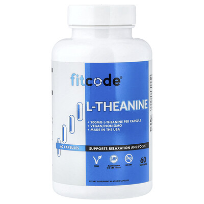 fitcode, L-teanina, 200 mg, 60 cápsulas vegetales
