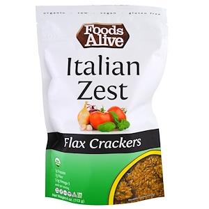 Фудс Алайф, Flax Crackers, Italian Zest, 4 oz (113 g) отзывы