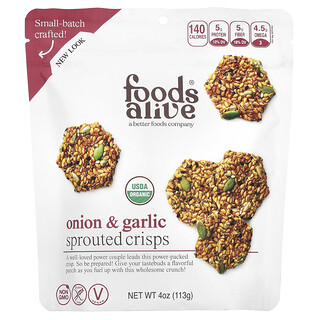 Foods Alive, Gekiemde Chips, Ui & Knoflook, 4 oz (113 g)