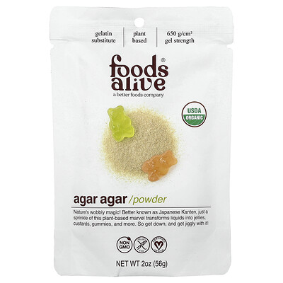 Product Image for Foods Alive, Agar Agar Powder, 2 oz (56 g)