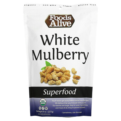 Купить Foods Alive Superfoods, органическая белая шелковица, 227 г (8 унций)