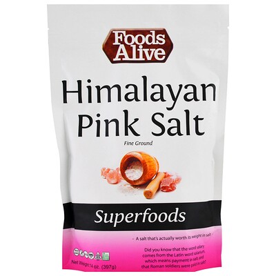 Foods Alive Superfoods, Himalayan Pink Salt, fine ground, 14 oz (397 g)