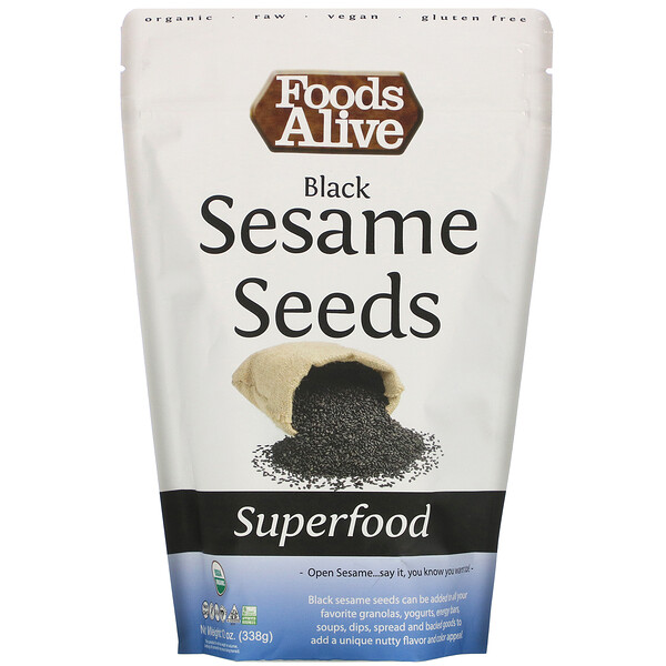 Superfood, Organic Black Sesame Seeds, 12 oz (338 g)