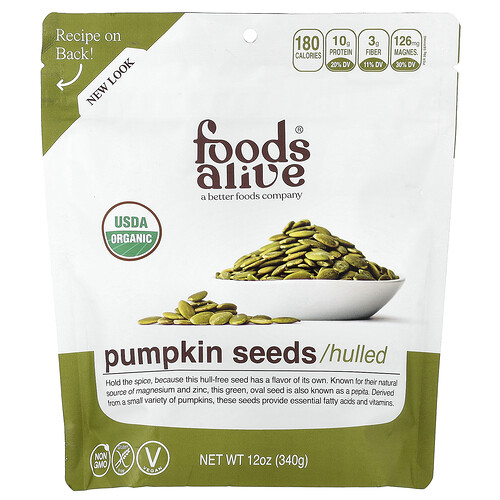 Foods Alive Pumpkin Seeds, Hulled, 12 oz (340 g)