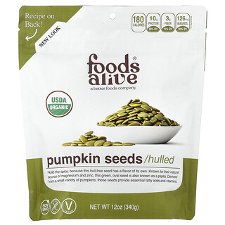 Foods Alive, Pumpkin Seeds, Hulled, 340 g (12 oz)