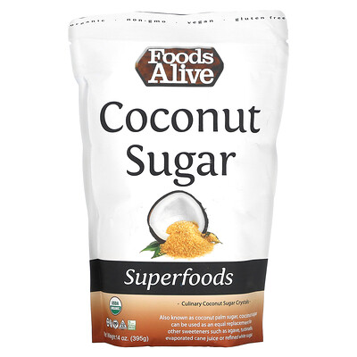 Foods Alive суперфуд, органический кокосовый сахар, 395г (14унций)