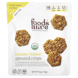 Foods Alive, Sprouted Crisps, Lemony Lemon, 113 g