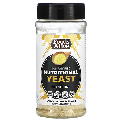 

Foods Alive Non-Fortified Nutritional Yeast Seasoning Non-Dairy Cheesy 4.25 oz (120.5 g)