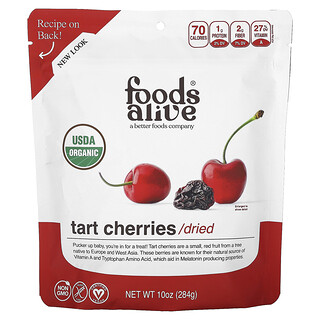 Foods Alive, Cerezas ácidas orgánicas, Deshidratadas, 284 g (10 oz)