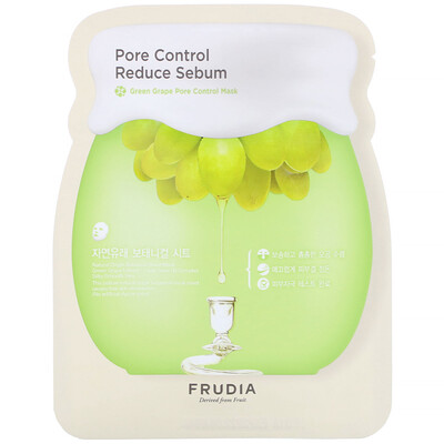 Frudia Pore Control Reduce Sebum, Green Grape Pore Control Mask, 5 Sheets, 0.91 oz (27 ml) Each