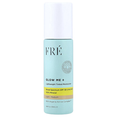 Fre, Glow Me+, Humectante liviano con color, FPS 30, Claro a medio, 50 ml (1,69 oz. líq.)