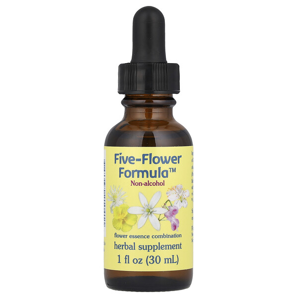Flower Essence Services Five-Flower Formula™, Flower Essence Combination, Non-Alcohol, 1 fl oz (30 ml)