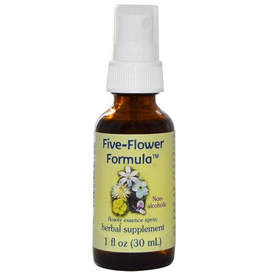

Five-Flower Formula, Спрей с цветочной эссенцией, не содержит спирта, 1 ж. унций (30 мл)