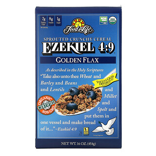 Food For Life, Ezekiel 04:09, cereales germinados de grano integral, lino dorado, 16 oz (454 g)