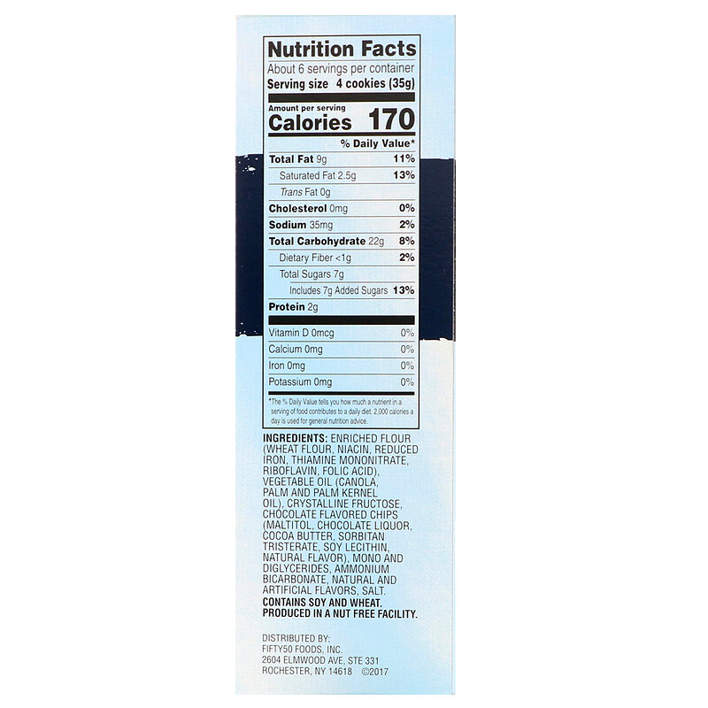 Fifty 50, Low Glycemic Chocolate Chip Cookies, 7 oz (198 g) iHerb