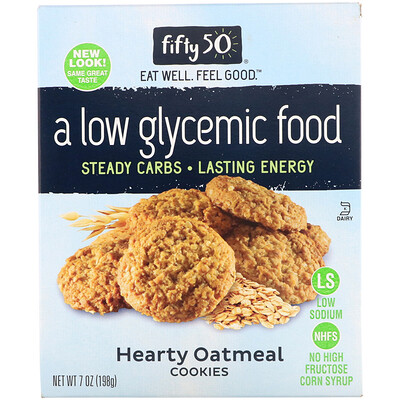 Купить Low Glycemic Hearty Oatmeal Cookies, 7 oz (198 g)
