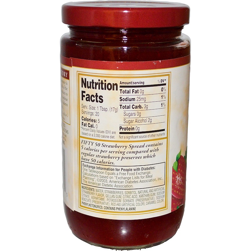 Fifty 50, Low Glycemic Spread, Sugar Free, Strawberry, 12 oz (340 g