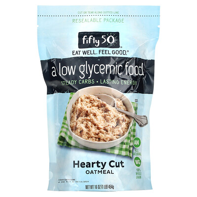 

Fifty 50 Low Glycemic Hearty Cut Oatmeal 100% Whole Grain 16 oz (454 g)