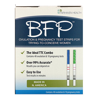 Fairhaven Health, BFP, Tiras de prueba de ovulación y embarazo, 40 pruebas de ovulación y 10 pruebas de embarazo