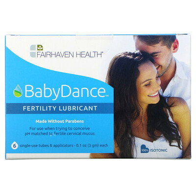 Fairhaven Health BabyDance Fertility Lubricant, 6 Single-Use Tubes & Applicators, 0.1 oz (3 g) Each