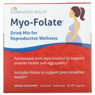 Fairhaven Health Myo-Folate, Drink Mix for Reproductive Wellness, Unflavored, 30 Packets, 2.4 g Each