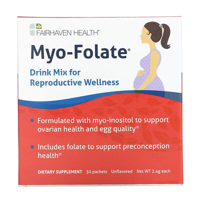 

Fairhaven Health Myo-Folate Drink Mix for Reproductive Wellness Unflavored 30 Packets 2.4 g Each