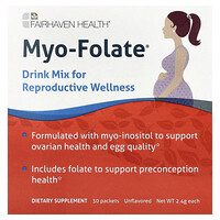 Myo-Folate®, italkeverék a reproduktív wellnessért, ízesítetlen, 30 csomag, egyenként 2,4 g