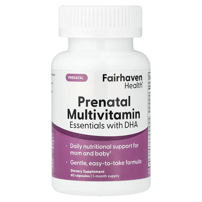 Product Image for Fairhaven Health, Prenatal Multivitamin Essentials with DHA, Lemon Essenced, 60 Capsules