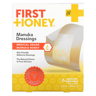 First Honey, 麦卢卡蜂蜜敷料，6 根粘性绷带