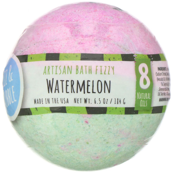 Fizz & Bubble‏, Watermelon, סבון בועות ארטסנאלי לאמבט, 184 גרם (6.5 אונקיות)