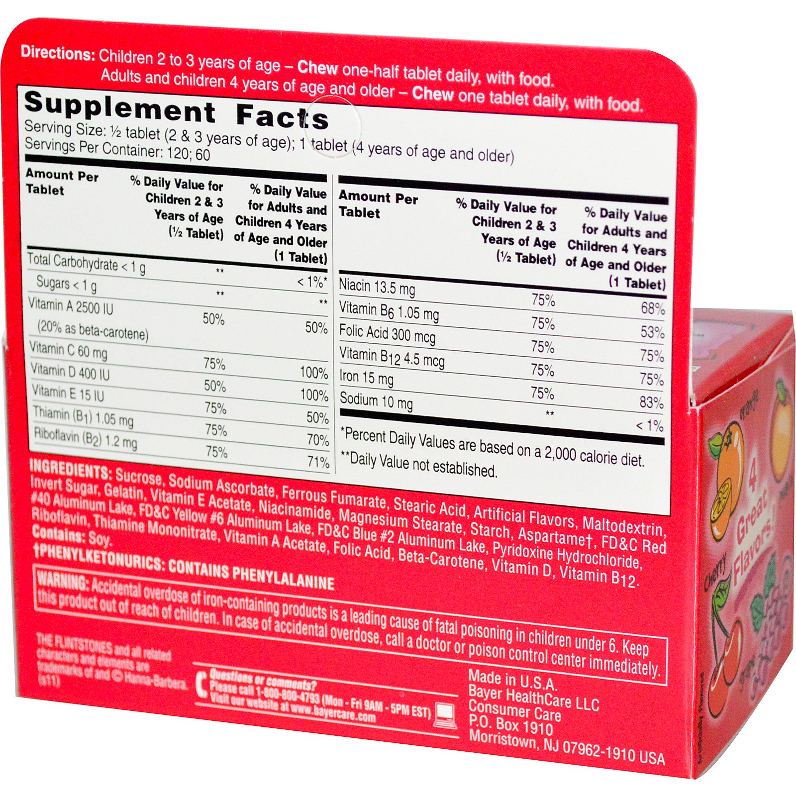 Flintstones, Children's Multivitamin with Iron, Fruit Flavors, 60