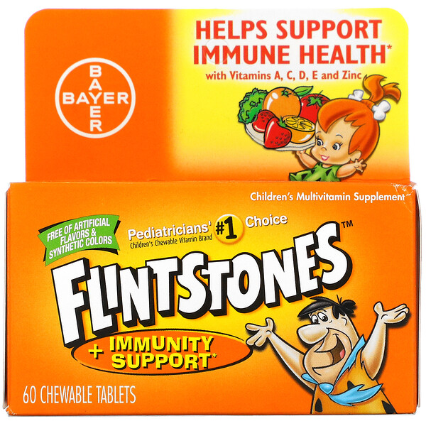 Flintstones, Children's Multivitamin Supplement + Immunity Support, Fruit, 60 Chewable Tablets