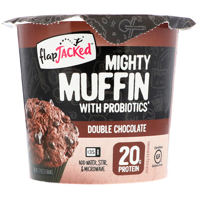 FlapJacked Mighty Muffin с пробиотиками, двойная порция шоколада, 1,94 унции (55 г)