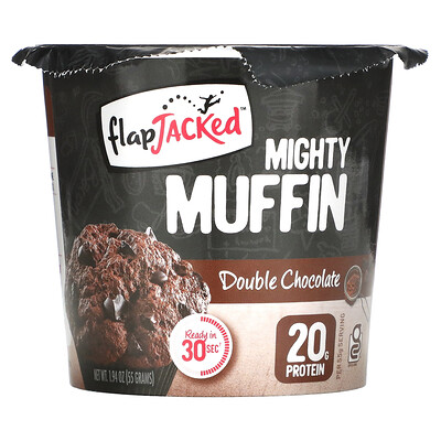 Купить FlapJacked Mighty Muffin с пробиотиками, двойная порция шоколада, 1, 94 унции (55 г)