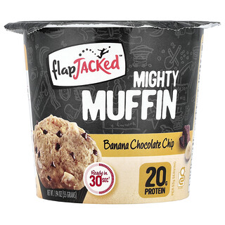 FlapJacked, Mighty Muffin con probióticos, Plátano con chispas de chocolate, 55 g (1,94 oz)