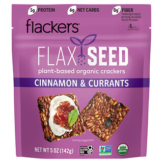 Flackers, 亚麻籽饼干，肉桂和醋栗，5 盎司（142 克）