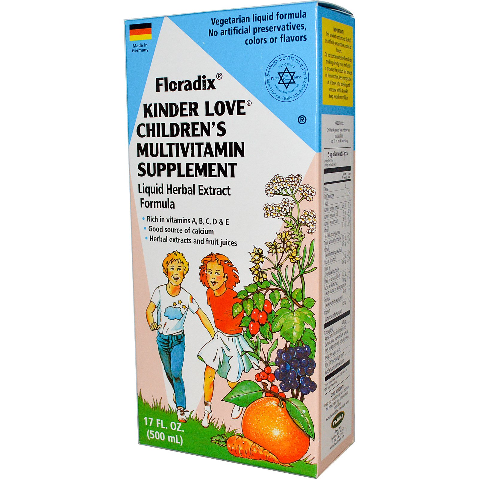 Flora, Floradix, Средство, которое любят дети, Мультивитаминная добавка для детей, 17 жидких унций (500 мл)