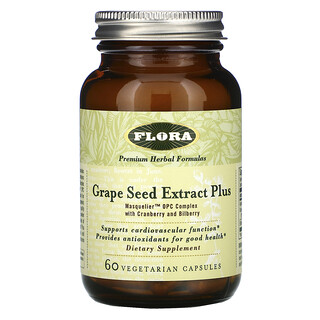 Flora, 葡萄籽提取物加，60 粒素食膠囊