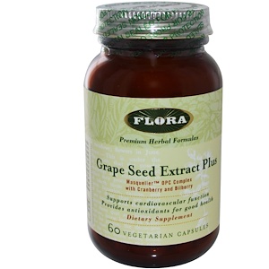 Купить Flora, Экстракт семян винограда+, 60 капсул на растительной основе  на IHerb