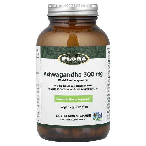 Flora Ashwagandha, 120 Vegetarian Capsules (300 mg per Capsule)