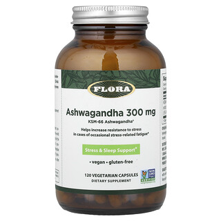 Flora, Ashwagandha, 120 Vegetarian Capsules (300 mg per Capsule)