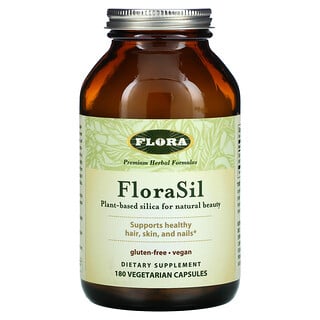 Flora, FloraSil, 자연적인 아름다움을 위한 식물성 실리카, 베지 캡슐 180정