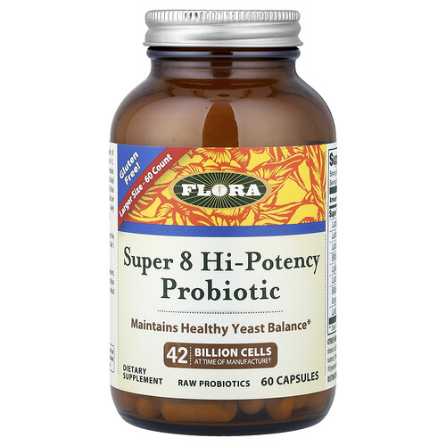 Flora, Super 8 Hi-Potency Probiotic, 60 Capsules