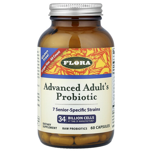 Flora, Advanced Adult's Probiotic, Probiotikum für Erwachsene, 34 Milliarden Zellen, 60 Kapseln