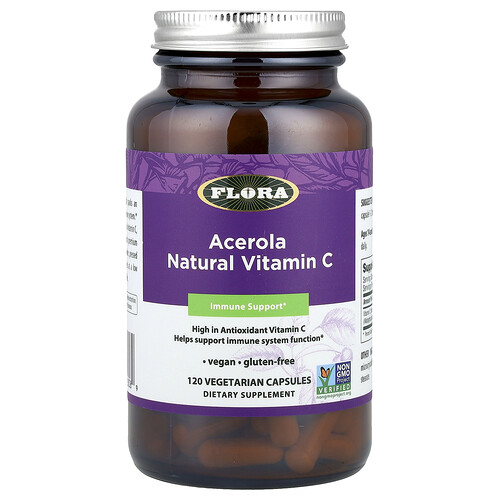 Flora, Acerola Natural Vitamin C, natürliches Vitamin C, 120 pflanzliche Kapseln