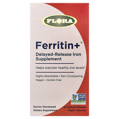 Flora Ferritin +®, 30 Delayed-Release Vegan Capsules (20 mg per Capsule)