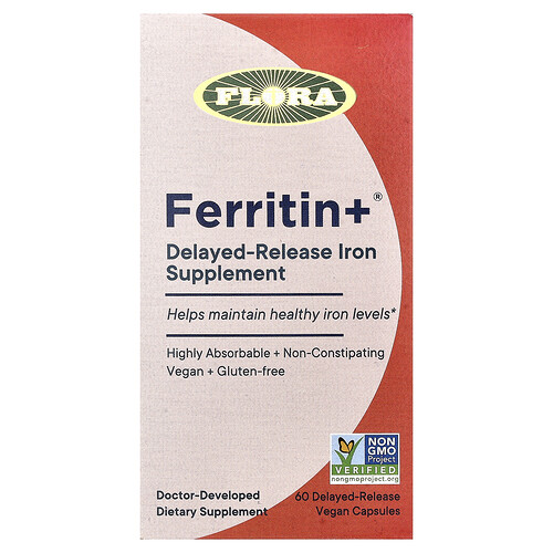 Flora Ferritin +®, 60 Delayed-Release Vegan Capsules (20 mg per Capsule)