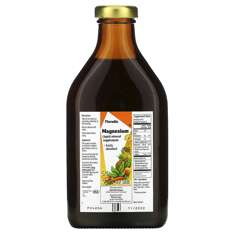 Flora, Floradix, Magnesium, Liquid Mineral Supplement, 17 fl oz (500 ml