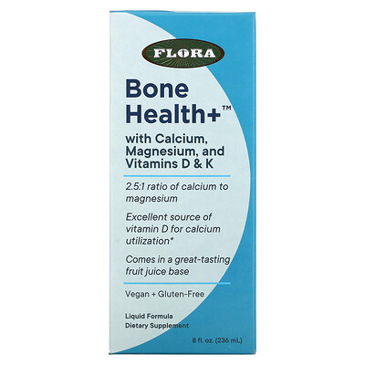 Flora Bone Health+ with Calcium, Magnesium, and Vitamins D & K, Liquid, 8 fl oz (236 ml)